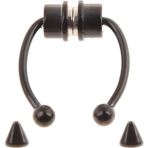 1 Set Magnetic Septum Nose Ring Horseshoe Fake Nose Ring Hoop Reusable Nose Ring Hoop Non-Piercing 316L Stainless Steel