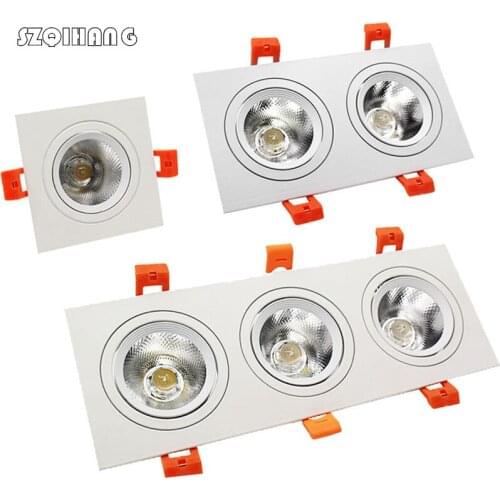 Square 1-2-3-Heads LED COB Downlight 10W 20W 30W LED Recessed Ceiling Down Light LED COB Spot Light Dimmable LED Downlight