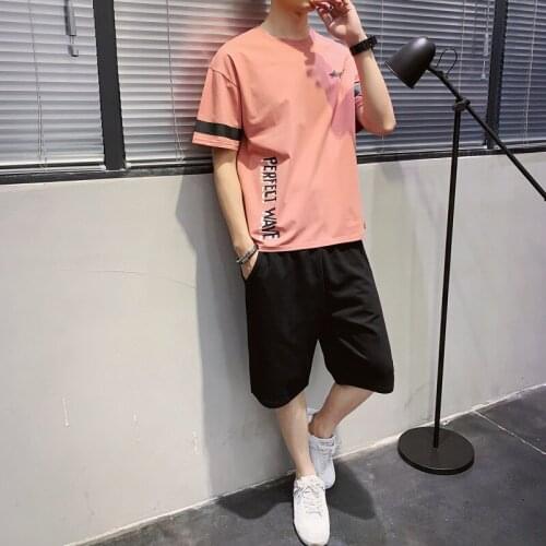 Summer Mens Tracksuit Short-sleeved Suit Fashion Trend Casual Youth Clothes Sports Suits T-shirt + Shorts Two-piece Outfit
