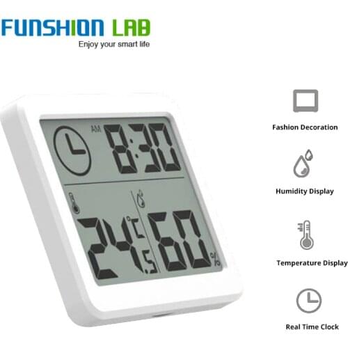 Multifunction Thermometer Hygrometer Automatic Electronic Temperature Humidity Monitor Clock 3.2inch Large LCD Screen