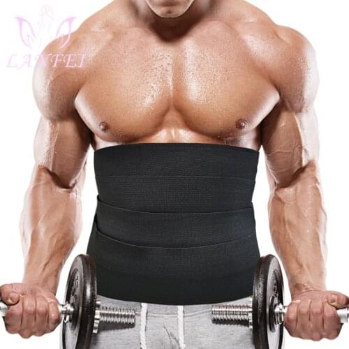 LANFEI Hot Waist Trainer Belt Men Neoprene Sauna Slimming Strap Body Shaper Tummy Control Fitness Sweat Fat Burner Gym Shapewear