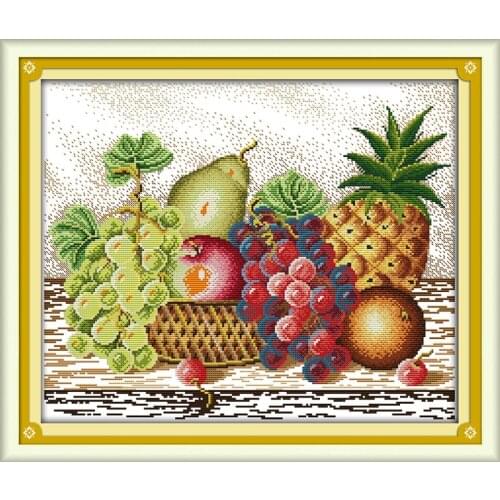 Joy Sunday Fruit 5 Patterns DIY Handmade Counted Cross stitch kit and Precise Printed Embroidery set Needlework DMC 14ct 11ct