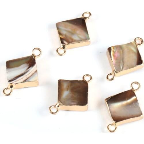 Natural Shell & Abalone connector diamond shape wholesale lots bulk diy jewelry 14*21mm