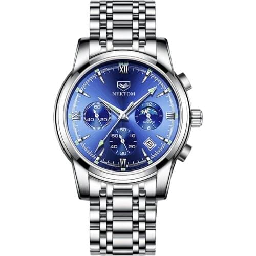 NEKTOM 8230 Mode Casual Sport Uhren für Männer Marke Luxus Edelstahl Uhr Wasserdicht Chronograph Quarz Uhr Armbanduhr