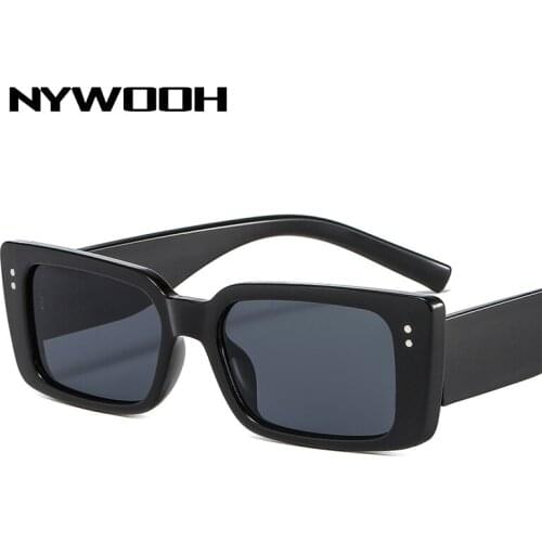 NYWOOH Small Green Rectangle Sunglasses 2021 Women Vintage Cat Eye Sun Glasses Female Retro Colorful Gradient Eyewear UV400