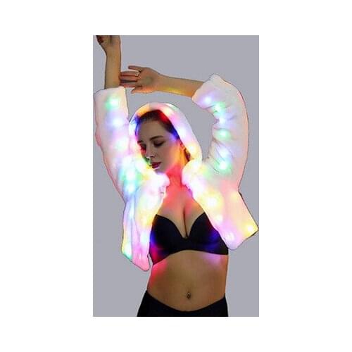 Top brand Luminous Colorful LED Flash Casual Faux Fur Coat high quality