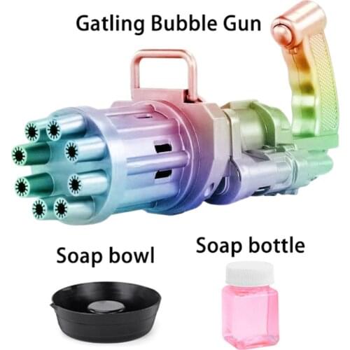 Gatling Bubble Gun Strong Tightness Bubble Maker Kids Automatic Soap Water Bubble Machine For Summer Outdoor Indoor Child Toys