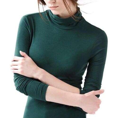 2020 Spring Autumn Turtleneck Long Sleeve Casual Basic TShirt,plus size women clothing Cotton T Shirt ,black red,white pink gray