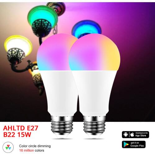 Dimmable 15W B22 E27 WiFi Smart Light Bulb App Operate Alexa Google Assistant Control Smart LED Lamp Night Light for Home Decor