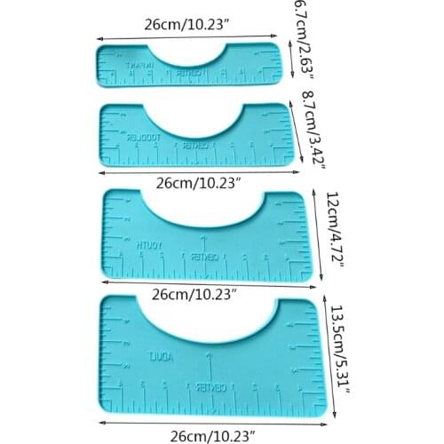 R58E 4 Pcs Clothing Cutting Ruler Epoxy Resin Mold Sewing Measuring Inch Rulers Silicone Mould DIY Crafts Casting Tool