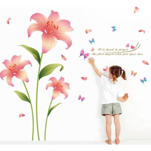 Plant flowerhui wall sticker living room bedroom background wall beautification ornament PVC removable wall decals
