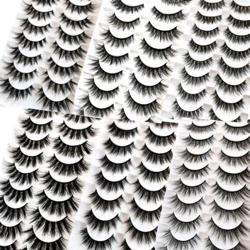 NEW 2-12 Pairs 3D Mink Lashes Bulk Faux with Custom Box Wispy Natural Mink Lashes Pack Short Wholesales Natural False Eyelashes