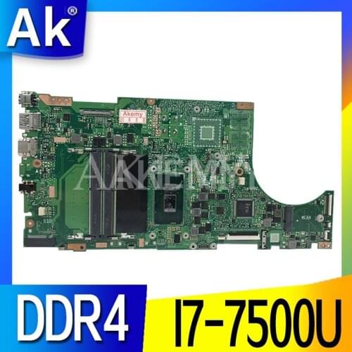 Akemy For ASUS X510U X510UA X510UN X510UR X510URR X510UQ Laotop Mainboard X510UA Motherboard W/ I7-7500U CPU DDR4