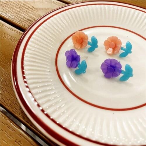 Flower Stud Earrings Pink Purple Gentle and Sweet Temperament Fashion With Simple Earrings Stud Earrings Gifts for Girl Friend