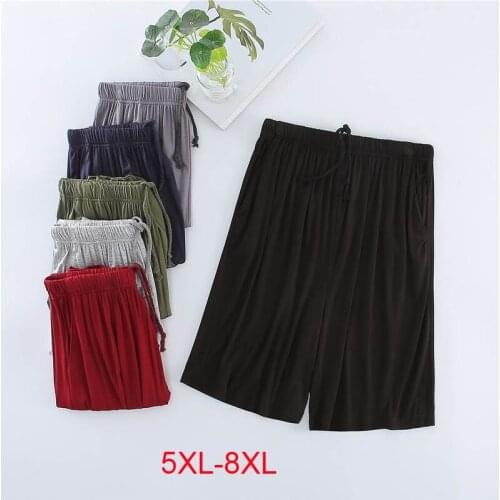 140Kg Plus size mens shorts summer thin modal pajamas home wear 4XL 5XL 6XL 7XL 8XL casual sports 6 colors