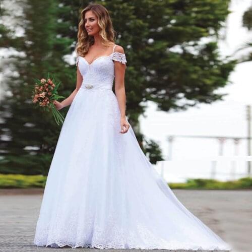 Princess Wedding Dresses Crystal Lace Appliques A-Line Off the Shoulder African Bridal Gowns Robe Mariage Vestido De Noiva 2021
