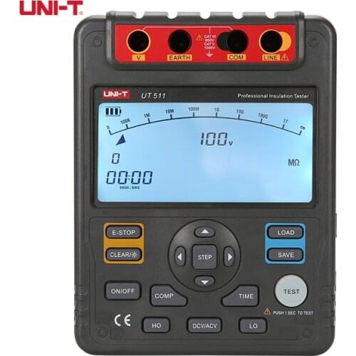 UNI-T UT511 1000V 10Gohm Digital Insulation Resistance Testers Meter Megohmmeter Low Ohm Ohmmeter VoltmeterAuto Range Megger
