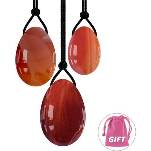 Red Agate Yoni Egg Drilled and Undrilled Jade Egg for Kegel Exercise Pelvic Floor Muscles Training Health Care Massage Ball
