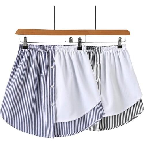Women Striped Pattern Mini Skirt Irregular Fake Hem High Waist Shirt Extenders False Shirt A-line Half-body Women Skirts hotsale