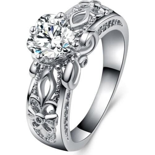 Female Hreat Shape Ring Luxury Sliver Rings for Women Filled Crystal Zircon Ring Wedding Band Promise Engagement Jewelry Gifts