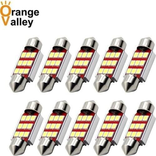 10Pcs c5w led CANBUS 31 36 39 41 mm Festoon C10W 6 led bulb 2835 9 SMD 12V reading lamp car Interior Light White Error Free