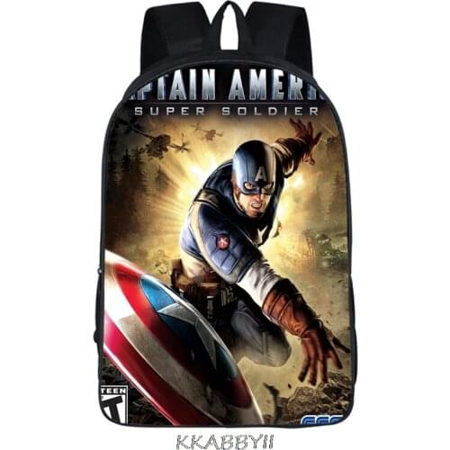 16 inch Avengers Captain America Boys Backpack Kids School Bags For Boys Daily Backpacks Children Bookbag