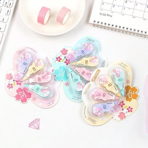 4Pcs/Set 5mm*3m Kawaii Cherry Correction Tape Cute Cartoon Tapes School Writing Corrector Tool Office Supplies Stationery