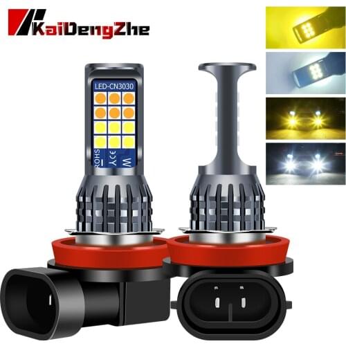 White&Yellow Integrated Led Fog lights Car H8 H11 H9 led 3030 24SMD Fog Lamp Daytime Running Light Bulb Turning 12v led light