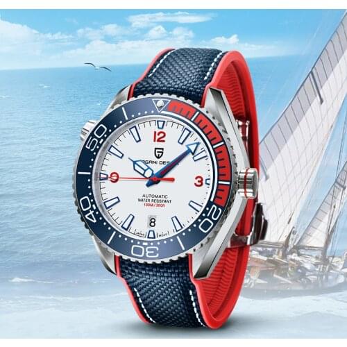 PAGANl DESlGN Top Luxury Sapphire Mechanical Watch NH35 Rubber Strap Waterproof Sports Mechanical Watch Clock Relogio Masculino