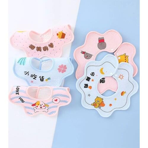 Baby Bibs Waterproof Cartoon Cute Cotton Newborn Saliva Towel Burp Cloth Infant Kids Feeding Apron Wholesale