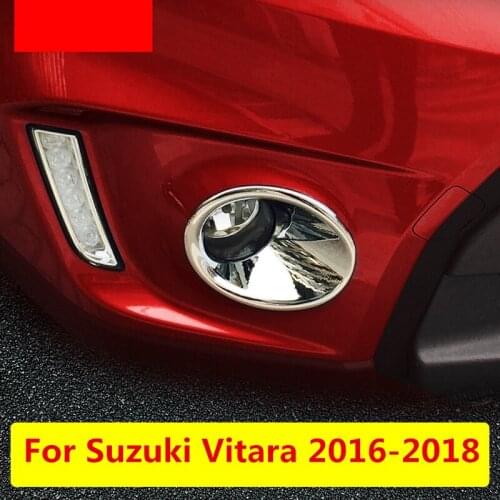 For Suzuki Vitara 2016-2018 2pcs Chrome ABS Front Fog Lamp Frame decoration cover trim Exterior decoration Auto Accessories