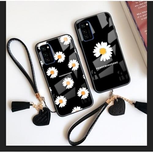 For VIVO Y30 Y50 Y51 Y66 Y67 Y70S Y85 Y91c Y91 Case Give strap Peaceminusone Daisy Hard Glass Cover For VIVO Y95 X50 Pro Y51