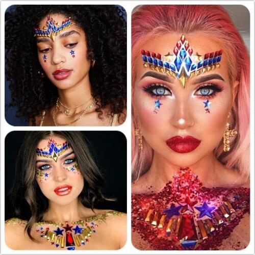 Gems Glitter on Face,4 Pack Women Face Eyes Crystal Jewels for Halloween Festivals Cosplayers Makeup Beauty Tattoo Stickers