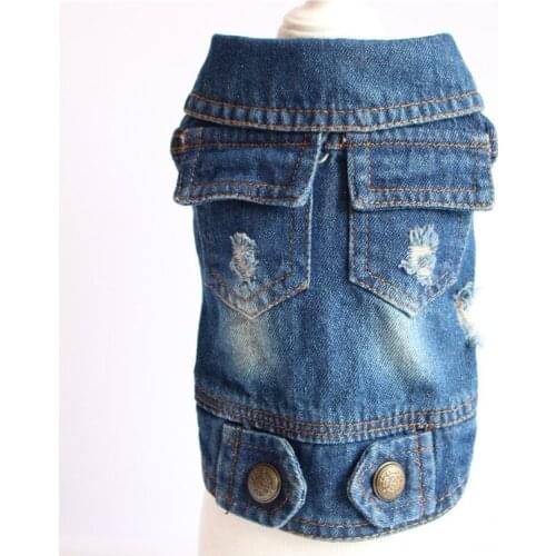 Leisure Small Dog Denim Jacket Pocket Puppy Jeans Coat Outdoor Ropa Perro Spring Autumn Clothes Festival Outfits For Dog Pet