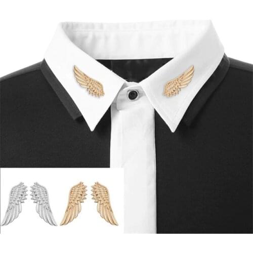 Elegant Wing Shape Badge Punk Fashion Brooch Pin for Women Men Coat Suit Shirt Collar Ornaments Accessory Clothes Decor 1 Pair