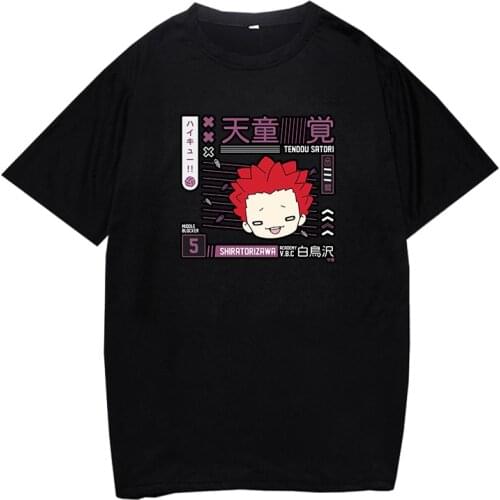 The Newest Haikyuu Satori Tendou Printed Anime Tee Tops Soft and Loose Men Daily Sport T-shirt Boys Funny Clothing
