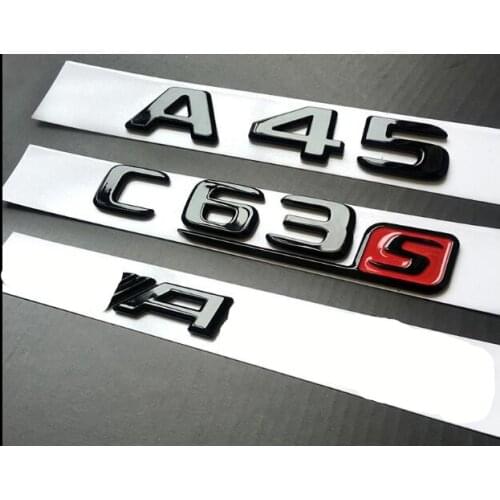 GLOSS BLACK Chrome Trunk Letters Emblem Emblems Badges for Mercedes Benz W176 A45 C63S AMG A45 C63 E63S 2017