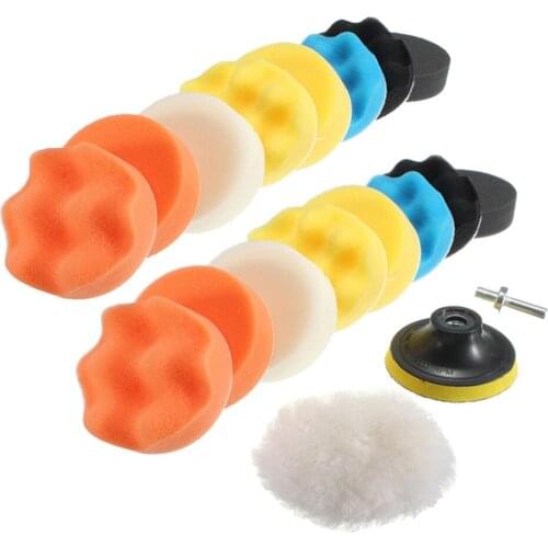 19PCS Clean Sponge Waxing Buffing Pad Car Polishing Tool Set For Polisher Polishing Machine Car Wash Accessories