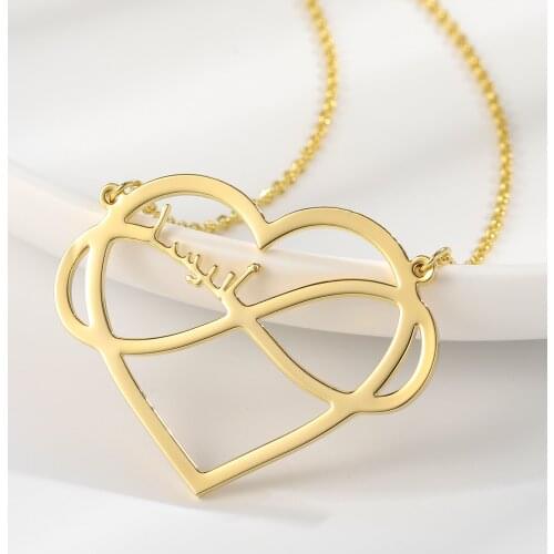 Customized Personalized Arabic Name Love Necklace Jewelry Charm For Women Stainless Steel Gold Chain Islamic Mom Birthday Gifts