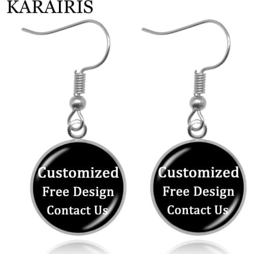 KARAIRIS Hot Custom Earrings Photo Mum Dad Baby Children Grandpa Parents Custom LOGO Designed Studs Earrings Gifts