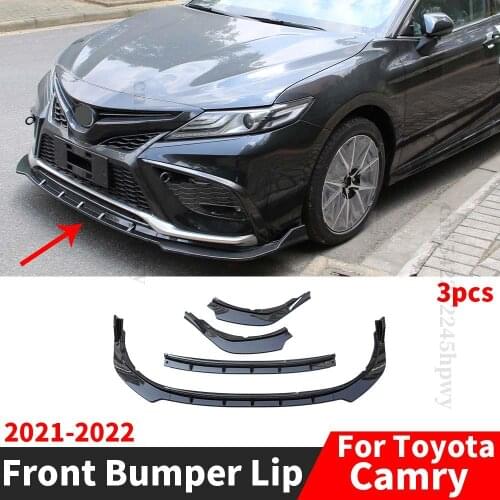 Front Bumper Lip Chin Carbon Fiber Look Body Kit Lower Diffuser Spoiler Deflector Refit Accessories For Toyota Camry 2021 2022