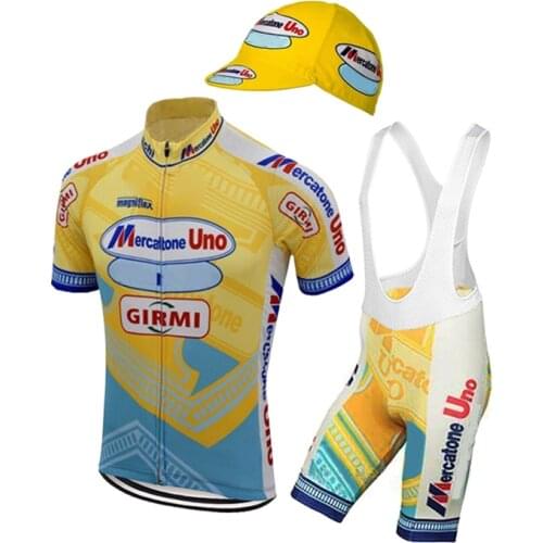 Yellow Retro Cycling Jersey Set Man Summer Bike Wear Clothing Bib Shorts 9d Gel Breathable Customized
