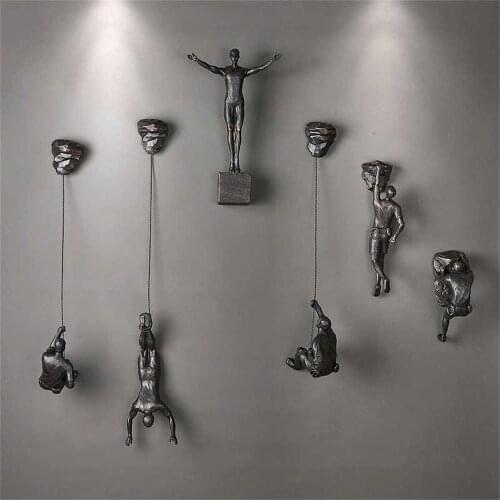 Creative Rock climber Figurines Sculpture Wall Hanging Decorations Resin Retro Statue Crafts Home Furnishings Decor Accessories
