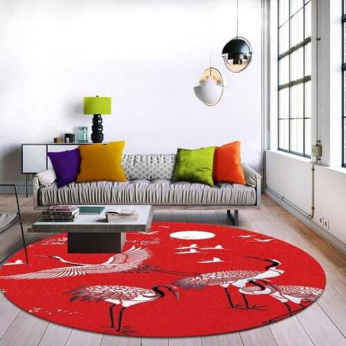 Birds Pattern Round Rug, Red Round Carpet, Circle Area Rug, Modern Round Carpet, Popular Rug, Themed Rug, Home Decoration