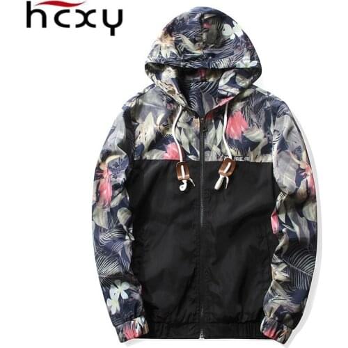 2019 spring autumn Fashion Europe street Hip hop Floral Hooded Jacket male Windbreaker Men coats zipper Slim mens jackets 4XL