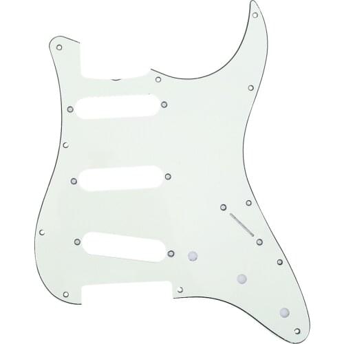 Musiclily Pro 11-Hole 62 Strat SSS Guitar Pickguard for MIJ JPN Japan Stratocaster, 3Ply Ivory Mint
