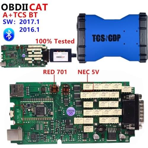 OBDIICAT Red/Blue OBDIICAT-TCS With Bluetooth 2016.R1/2017.R1 TCS Keygen OBD2 Diagnostic Tool VD TCS Scan Test Car Truck