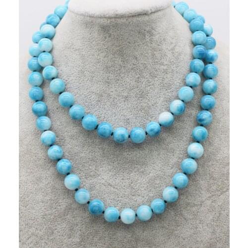 Blueblue jade round 10mm necklace 17inch 30inch 45inch wholesale beads nature FPPJ woman 2018