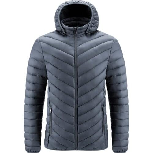 Parka coat men\s 2021 winter hooded jacket cotton parka coat simple warm and windproof casual parka men