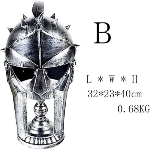 Hot European Retro Roman Armor Samurai Helmet Wrought Iron home decor Decoration Ornaments Bar Restaurant Loft Outfit sculpture